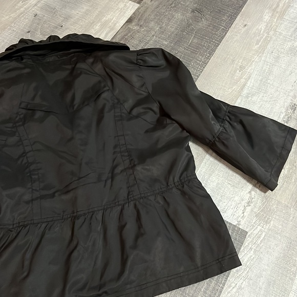 Katie Todd Black Peplum Bell Anorak Jacket Size M Windbreaker Material - Picture 7 of 8